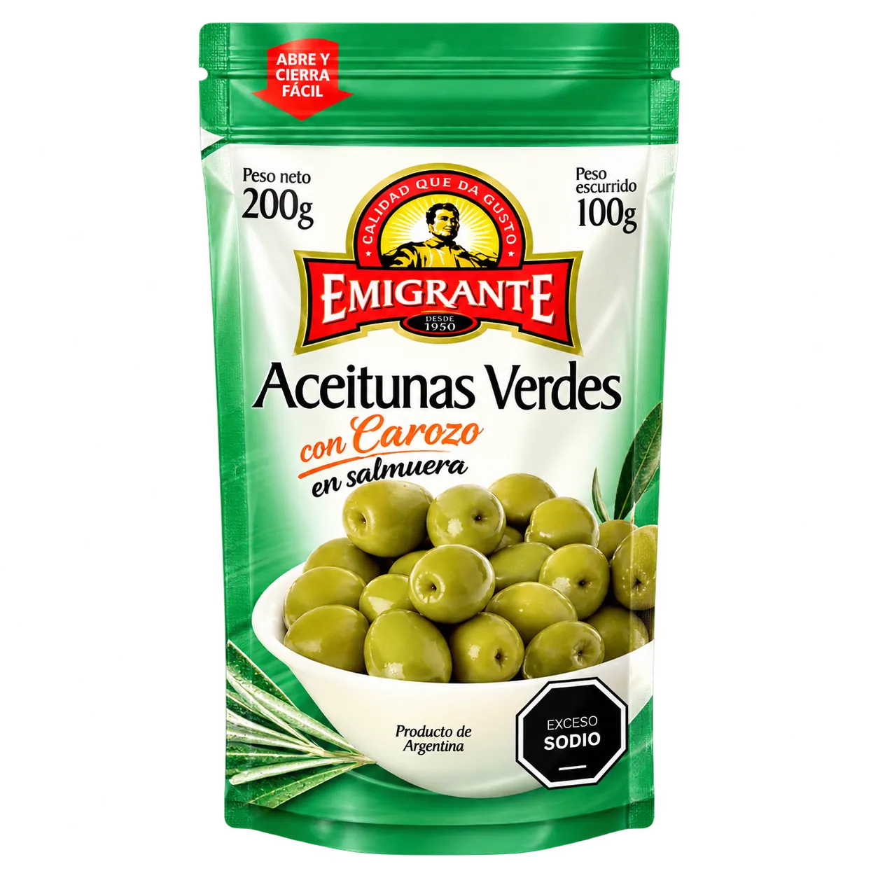 Aceitunas verdes con carozo Emigrante