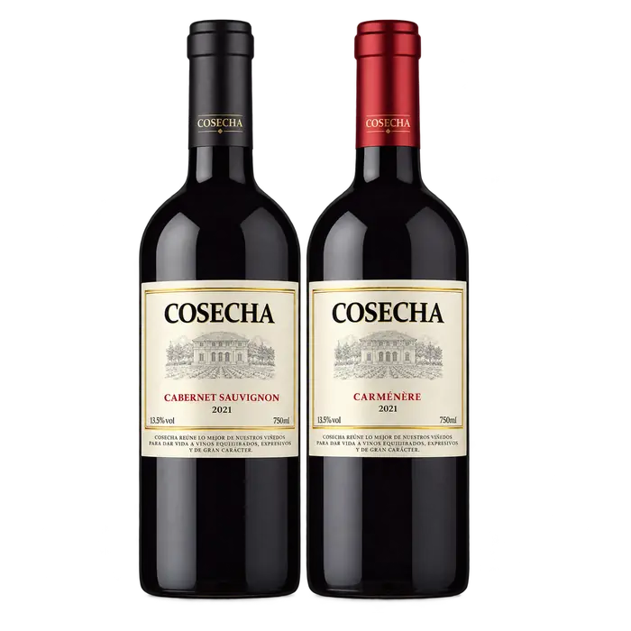 Vino Cabernet Sauvignon, Carmenere o Merlot Cosecha